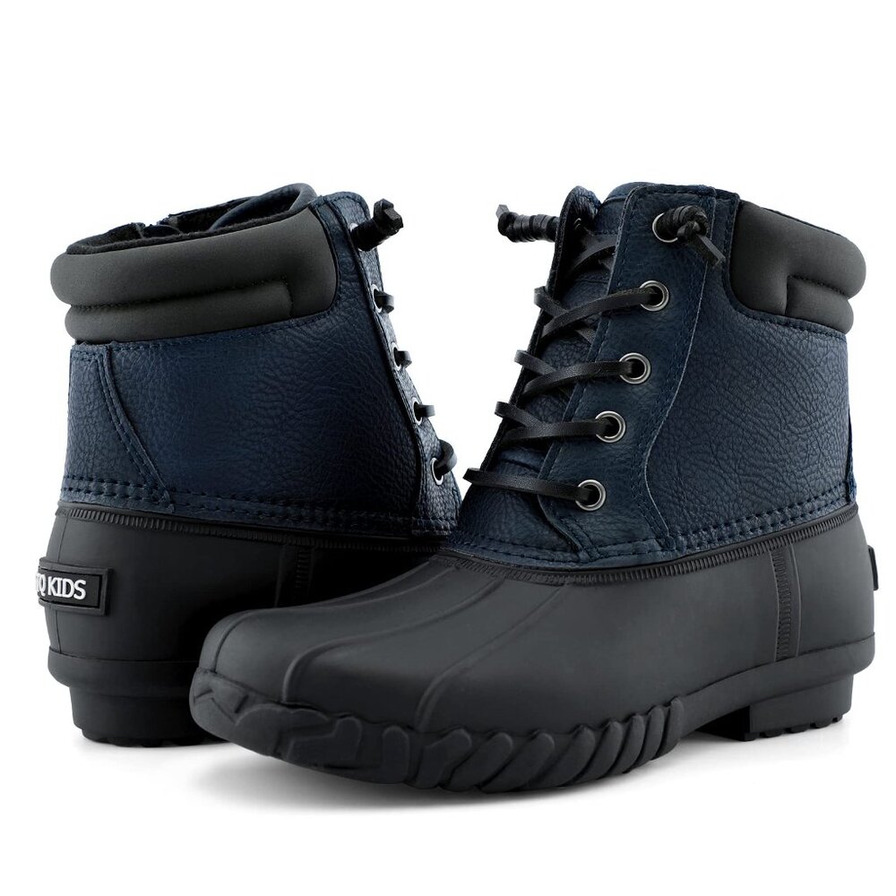 STQ Kids Insulated Winter Boots Boys Waterproof Snow Boots Fur-lined Duck Boots